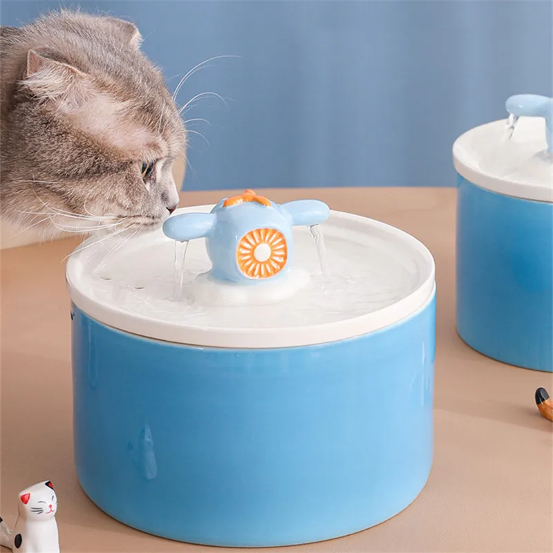 

Multifunctional Ceramic Drinking Bowl for Pets,Cats Water Dispenser,Pet Water Fountain, Indoor Decor,Cat Accessories, USB, 1.3L