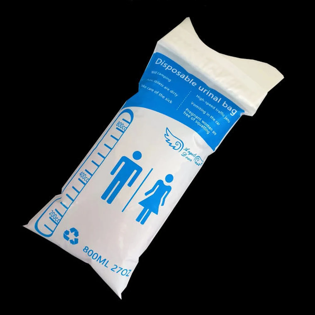 800ml Disposable Urinal Bag Outdoor Emergency Urinate Bags Leakproof Car Pee Bags Self Sealing for Traffic Jams