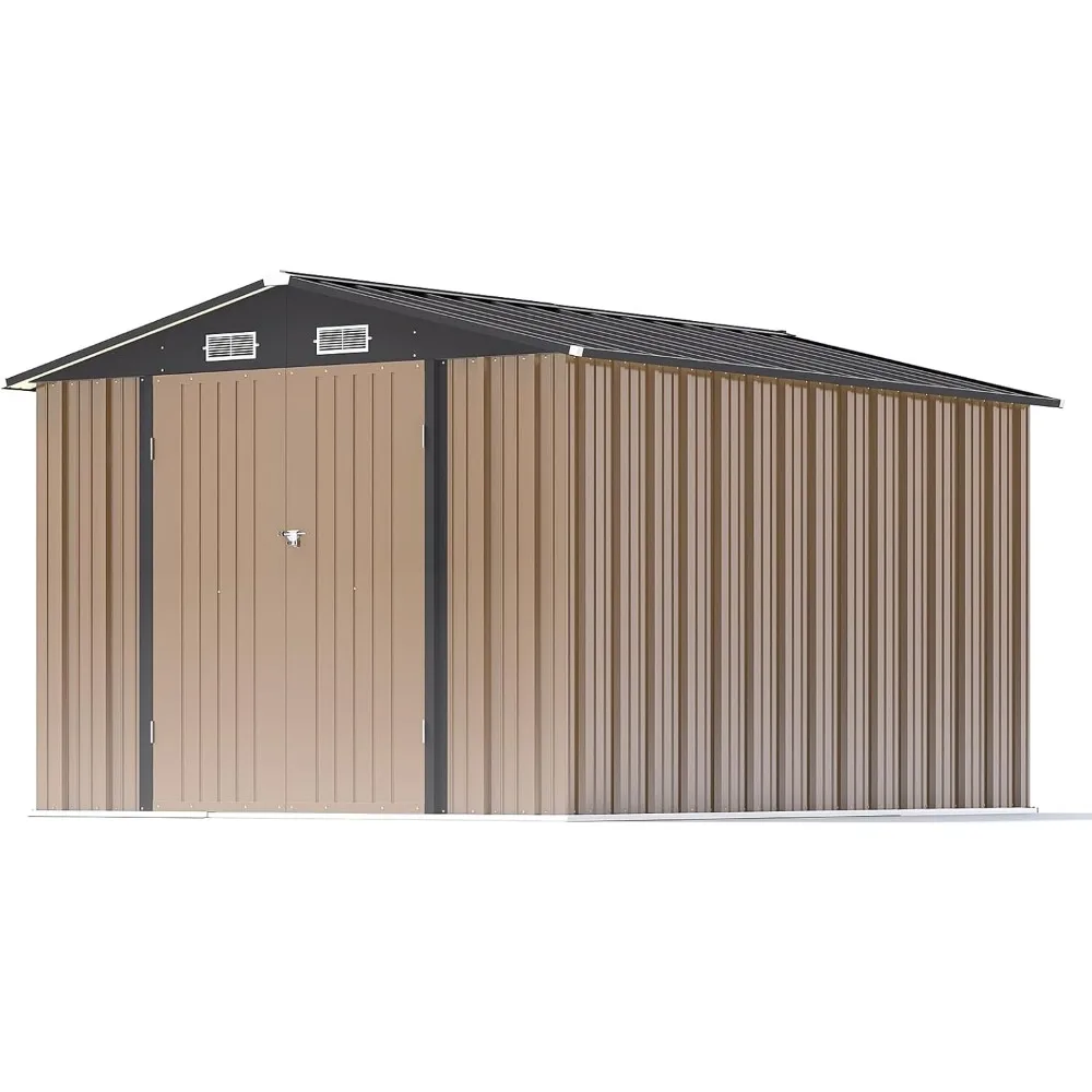 8x10 FT Outdoor Storage Shed Large Garden Tool Metal Shed with Sloping Roof and Double Lockable Door,Outdoor Shed for Backyard