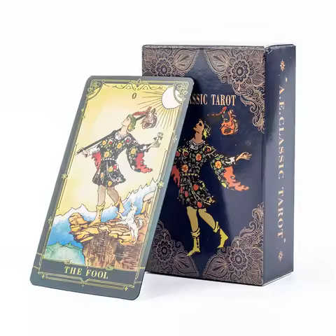 A.E.Classic Tarot Cards with Guidebook Color Edged Fortune Telling Deck for Fate Divination and Party Board Games 10.3x6.1cm