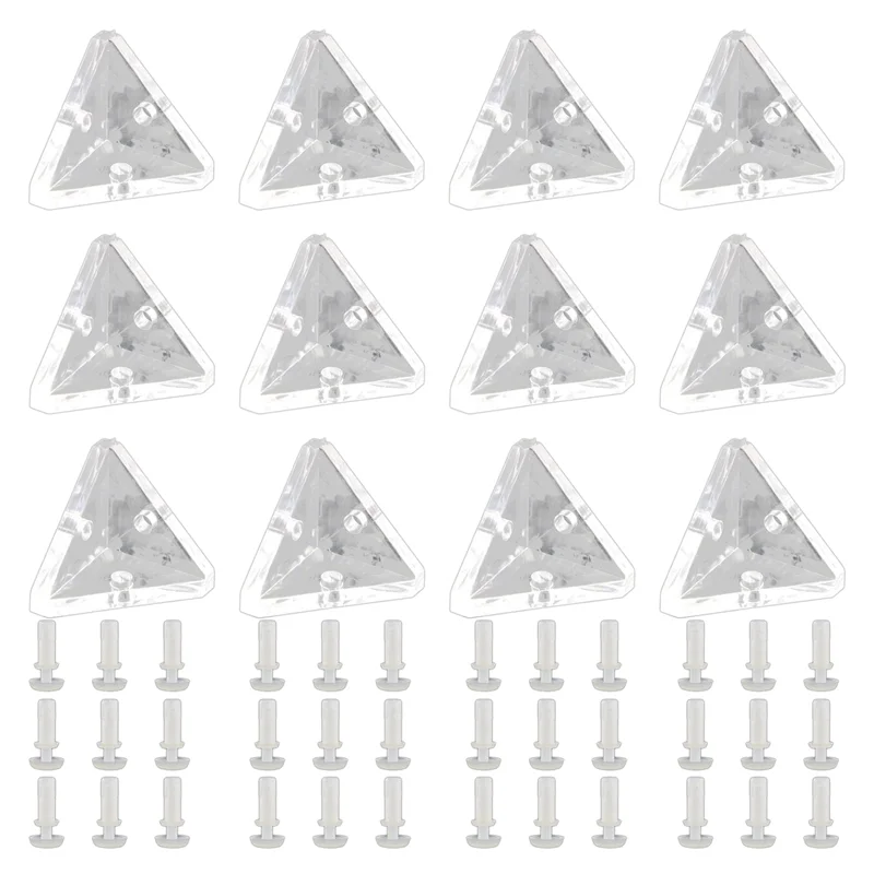 

12Pcs Acrylic Corner Brackets with Semitransparent Screws Clear 3-Hole Right Angle Joint Brace Brackets