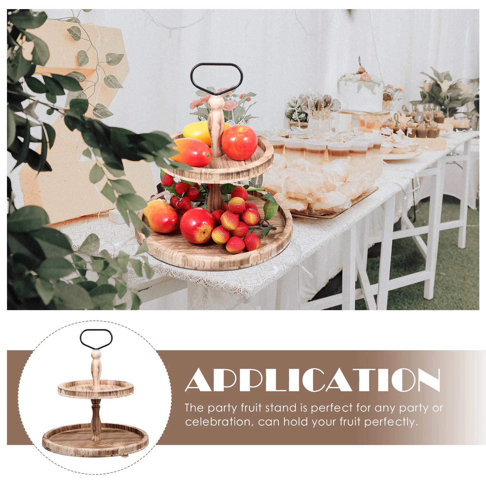

Fruit Tray Round Cake Platters Desk Wooden Party Display Shelf Cupcake Double Layer Fruit Bowl Home Decoration Wedding Treats
