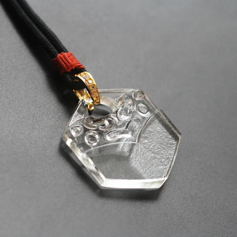 Chinese Style Ancient Spring Autumn Period Goujian Sword Element Blue Liuli Glass Pendant Necklace Men Lucky Amulet Collectible