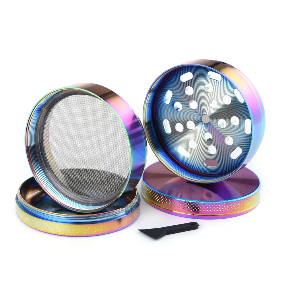 4 Layers Aluminium Herb and Spice 40MM Grinder Metal with Scraper Portable Food Mill Zinc Alloy Smooth Grinding Smoking Tool