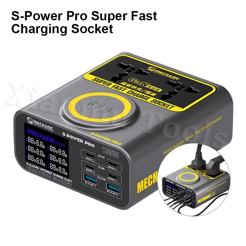 

MECHANIC S-POWER PRO Gallium Nitride Super Fast Charging Socket Wireless Charging Multi-Port QC3.0 Fast Charge Protocol Charger