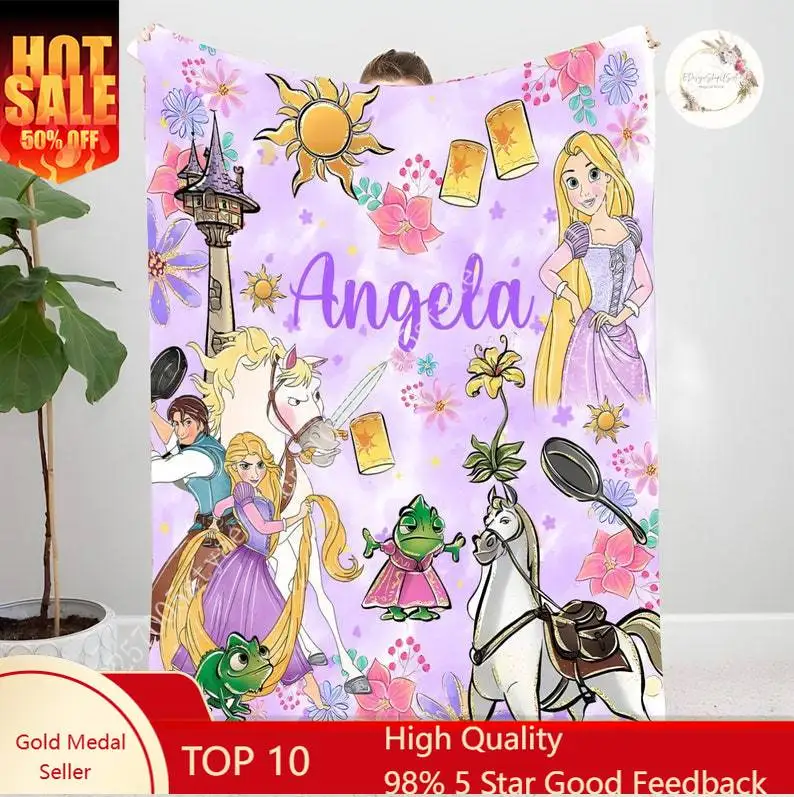 

Tangled Rapunzel Blanket Disney Cartoon Plush Blanket Soft Indoor Decoration Child Holiday Party Boy Girl Gift Warm Custom Quilt