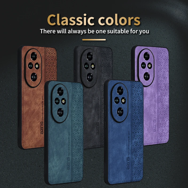 Funda trasera para Honor 200 Pro, Funda de cuero suave a prueba de golpes, 200 Pro