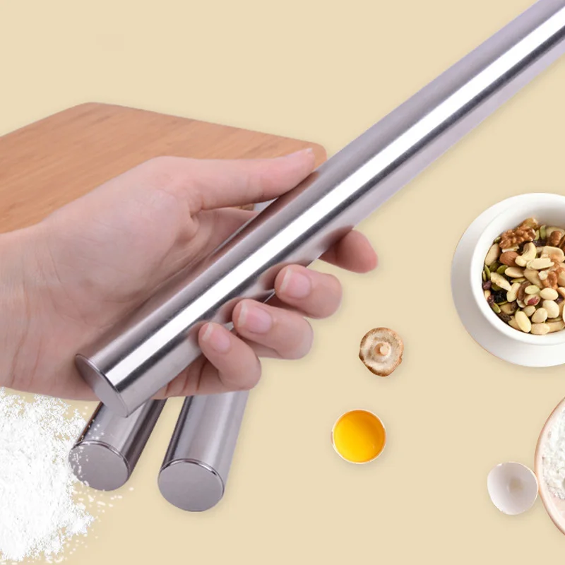 Stainless Steel Rolling Pin Baking Bread Pastry Roller Non-stick Baking Tool Cooking Pizza Cookie Cannoli Tubes Kitchen Utensils