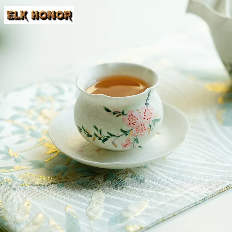 75 مللي رسمت باليد زهر الخوخ فنجان شاي بوتيك براد شاي إبريق الشاي تذوق رائحة كوب تشازان ماستر أكواب طقم شاي صيني الحرفية #6