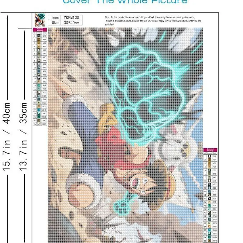Kit di pittura diamante 1PC 5D fai da te, One Piece Monkey D. Luffy Pugno elettrificato Azione dinamica Trapano completo Diamante rotondo Arte, Anime M