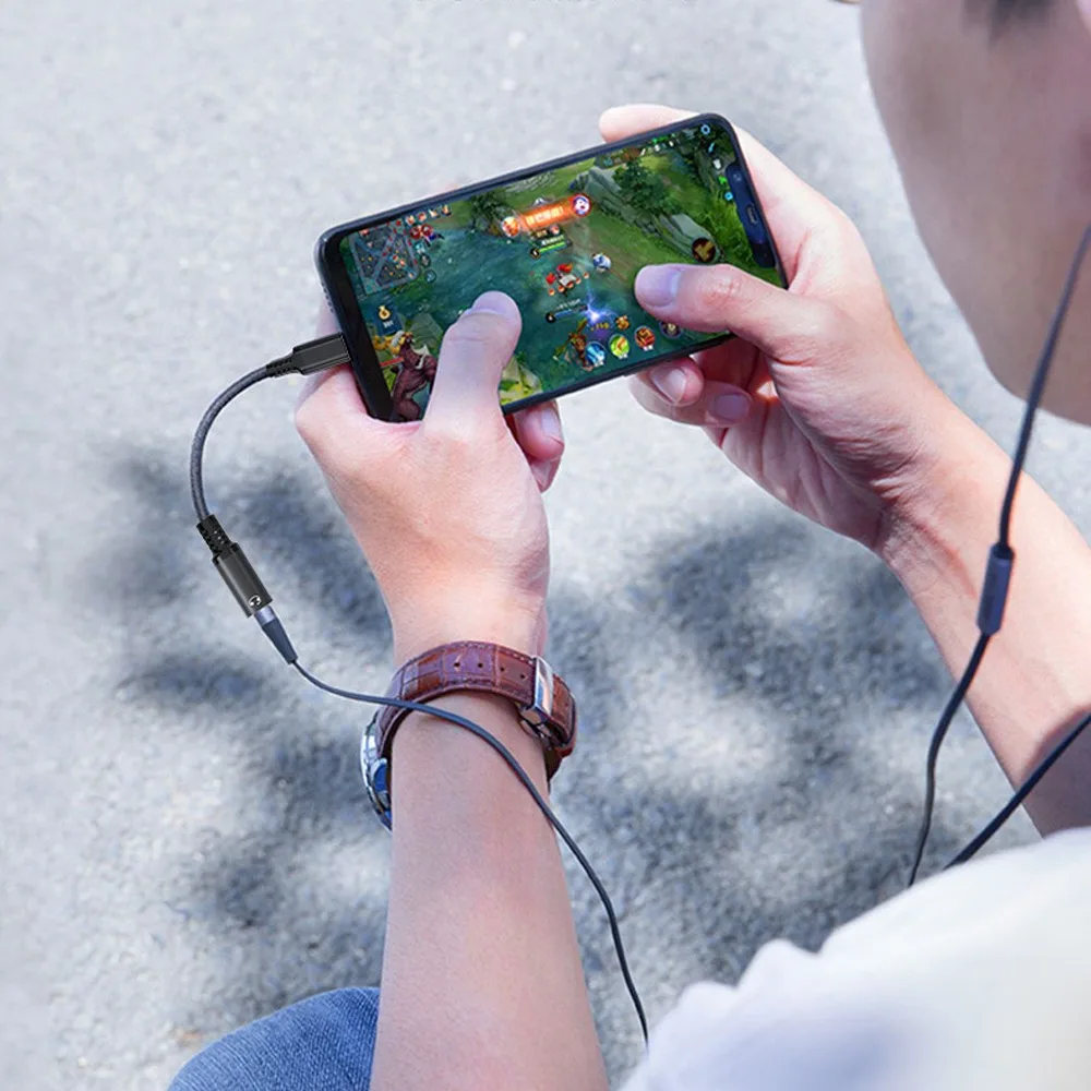USB Type C Headphone Adapter Cable 3.5 Jack Converter Type-c 3 5 Jack Audio Cable HiFi Braided USB C To 3.5 MM Jack Adapter