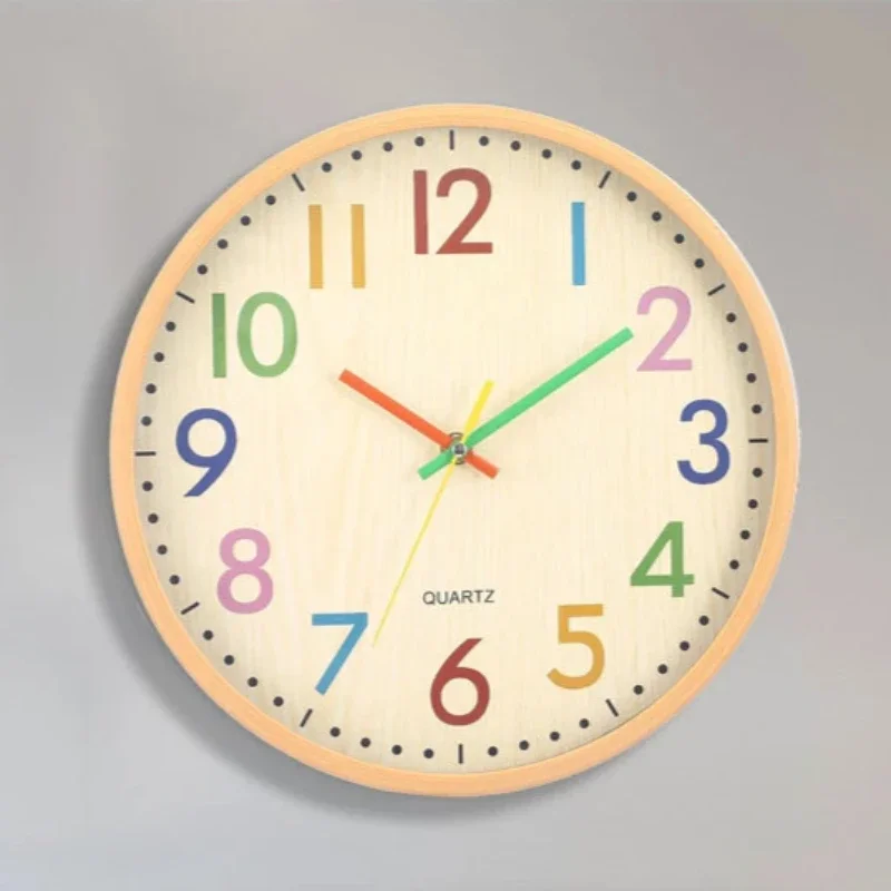 

12 Inch 30cm Silent Wall Clock Wood Grain Cartoon Bedroom Living Room Decoration Clock Creative Fashion Plastic Decor Clocks