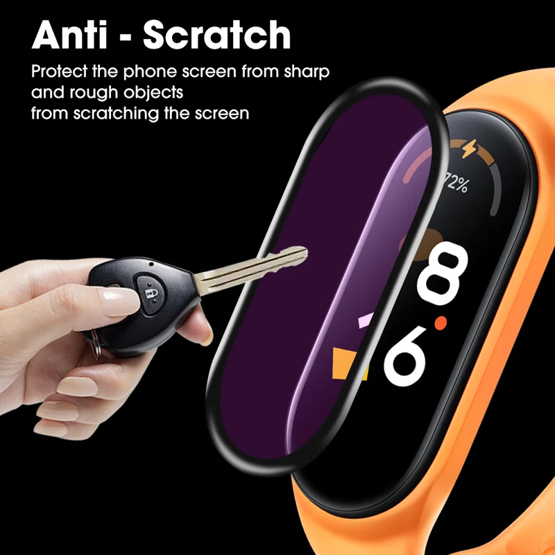 3D Soft Glass Protective Film Cover for Mi Band 7 Screen Protector for Xiaomi Miband 7 NFC Blue Screen Film Accessories