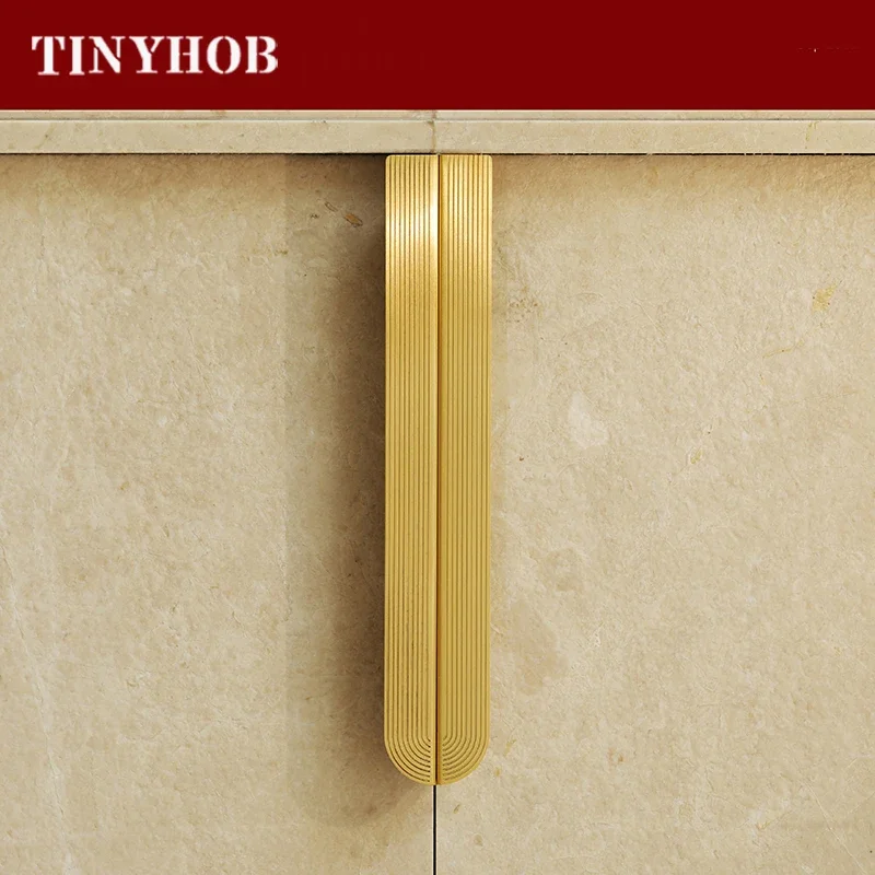 Tinyhob Hidden Cabinet Handle Curved Edge Sealed Cabinet Handle Light Luxury Gold Invisible Wardrobe Door Handle Length 300mm