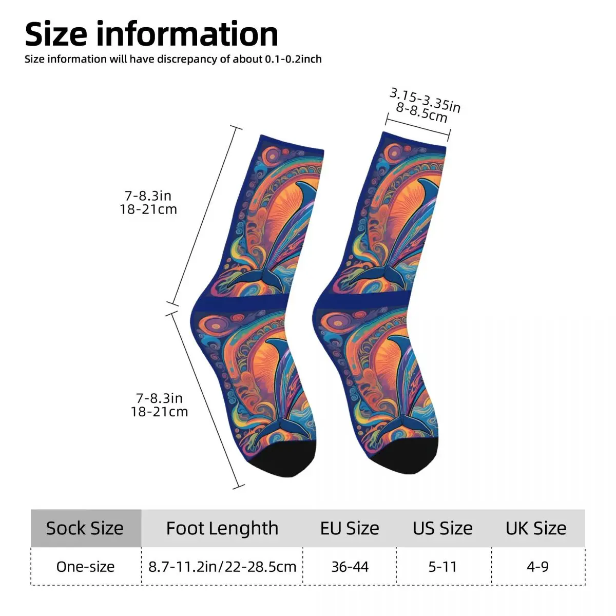 Psychedelic Dolphin Sock Printed Man Polyester