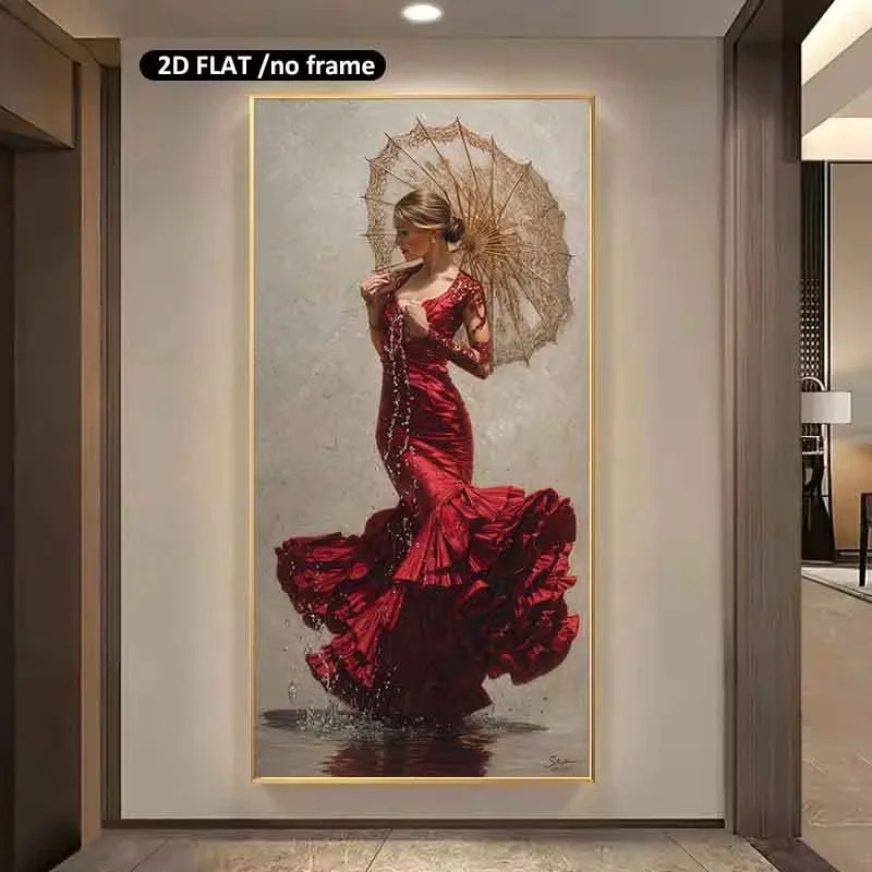2D Flat, 2D Flat 1pc 31.49X62.99inch 80X160cm UnFramed Large Canvas Printing Red and White Gladiolus in Glass Vase Home Decor Ca