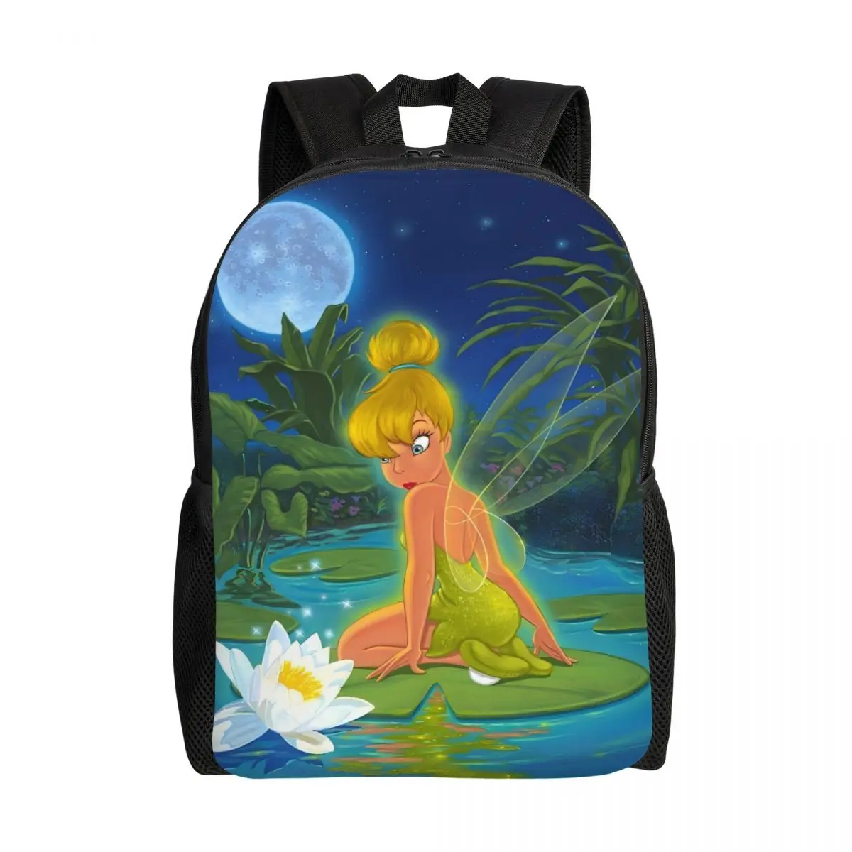 

Custom Peter Pan Y Tinker Bell Travel Backpack Women Men School Computer Bookbag Lotus Leaf College Student Daypack Bags