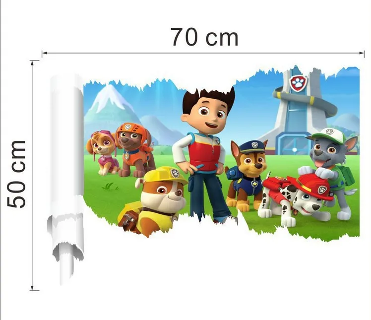 Heiße Paw Patrol Wandaufkleber für Kinder, Jungen, Mädchen, Wohnzimmer, moderne Heimdekoration, Zubehör, PVC, abnehmbares Papier, DIY-Dekoration – Detail 2