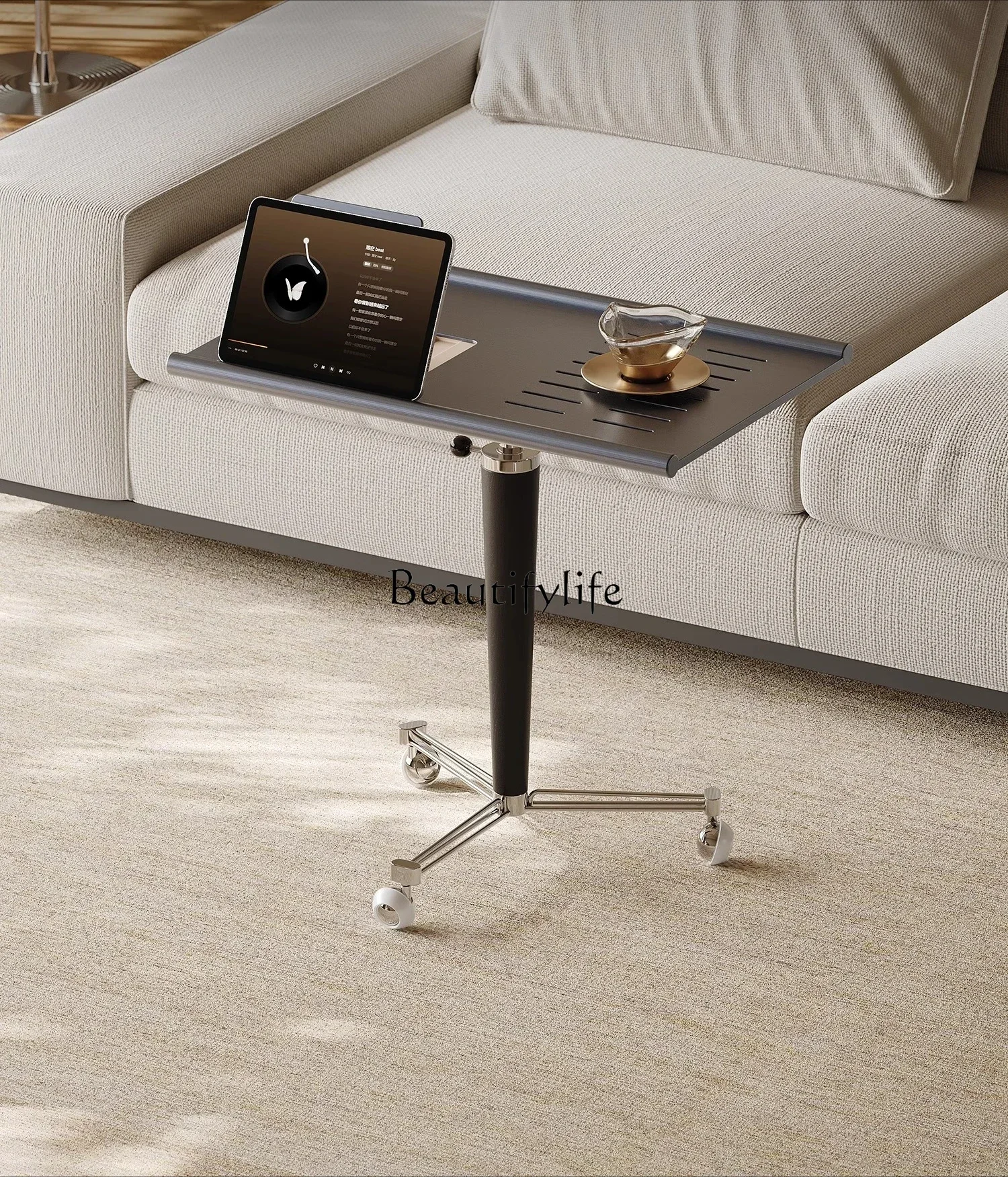 

02 Italian Minimalist Adjustable Side Table Movable Stainless Steel High-End Creative Desk