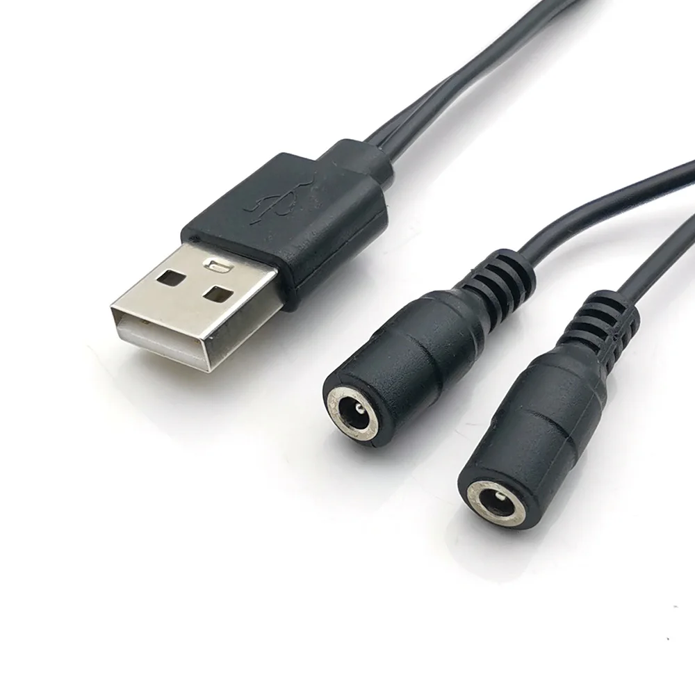 USB2.0 Male to DC 3.5*1.35mm Female One Minute Two Cable USB To Double DC Power Supply Plug Jack Extension Cable Connector Cords