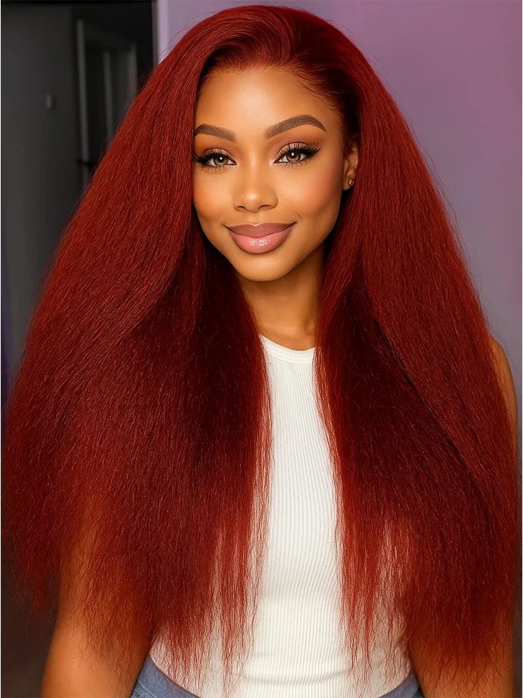 البني المحمر غريب مستقيم الدانتيل الشفاف الجبهة باروكة من شعر طبيعي 13x4 HD الدانتيل الباروكة الأمامية 4x4 إغلاق الباروكات الملونة للنساء