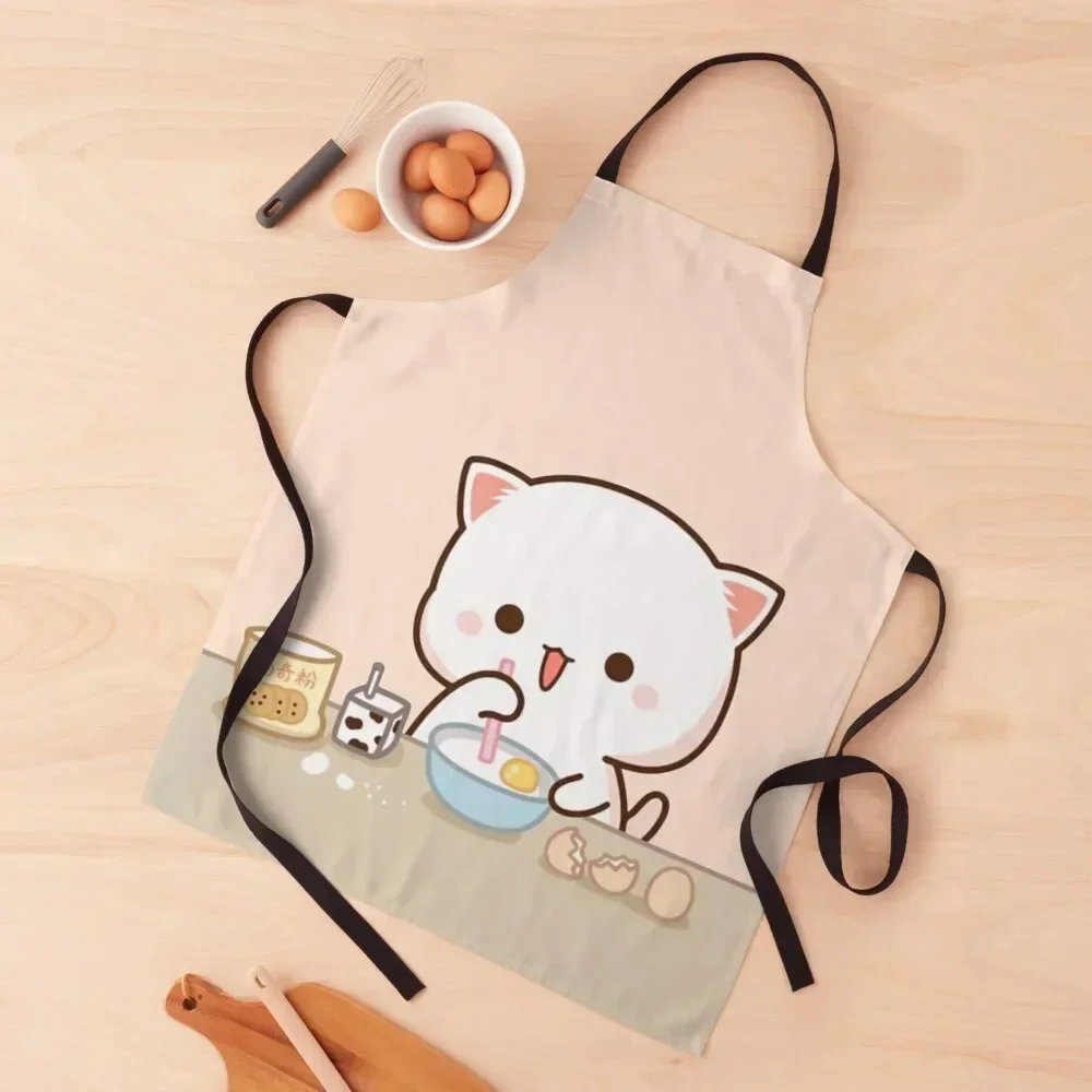 

Peach and goma mochi cat Apron Kitchen Tools Accessories Cooking Clothes Apron