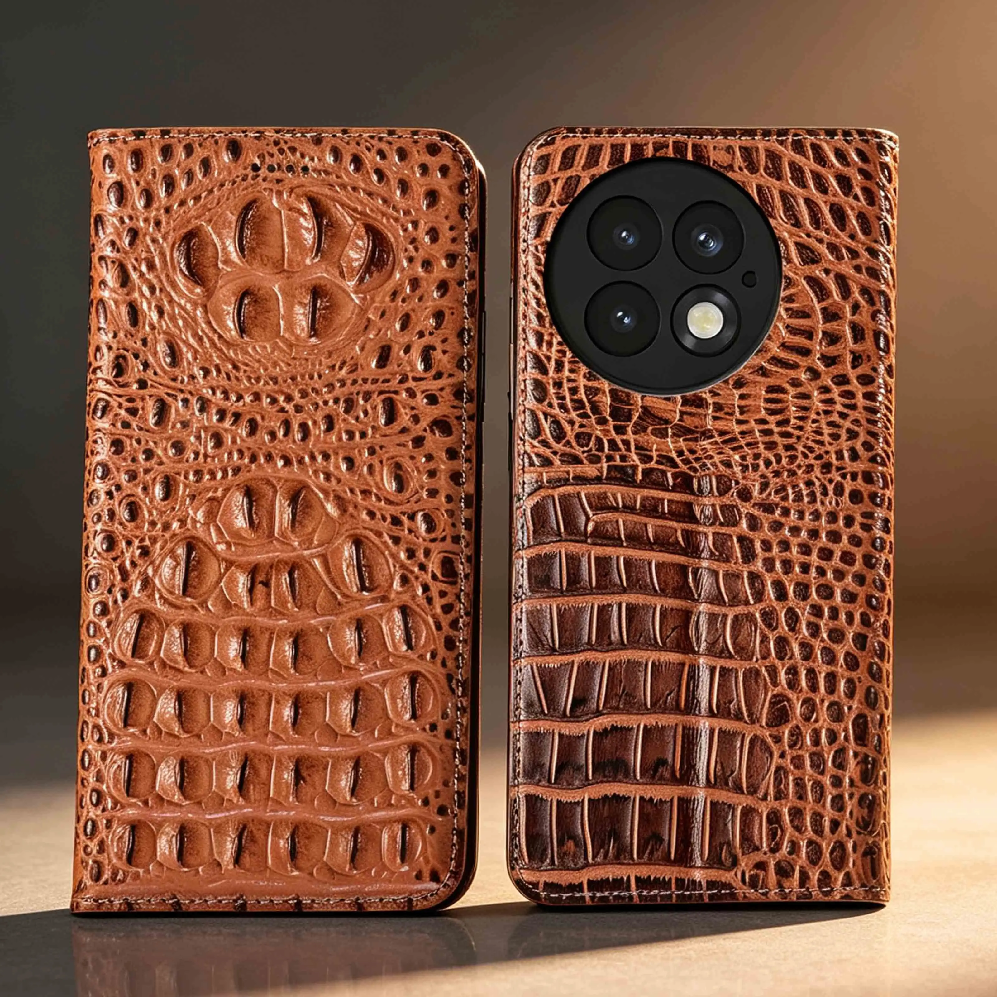 Crocodile Claw Genuine Leather Flip Case For Oneplus 6T 7 7T 8 8T 9 9R 9T 10R 10T 11 12 12R 13 13R 13T 15 15R 15T Pro Phone Case