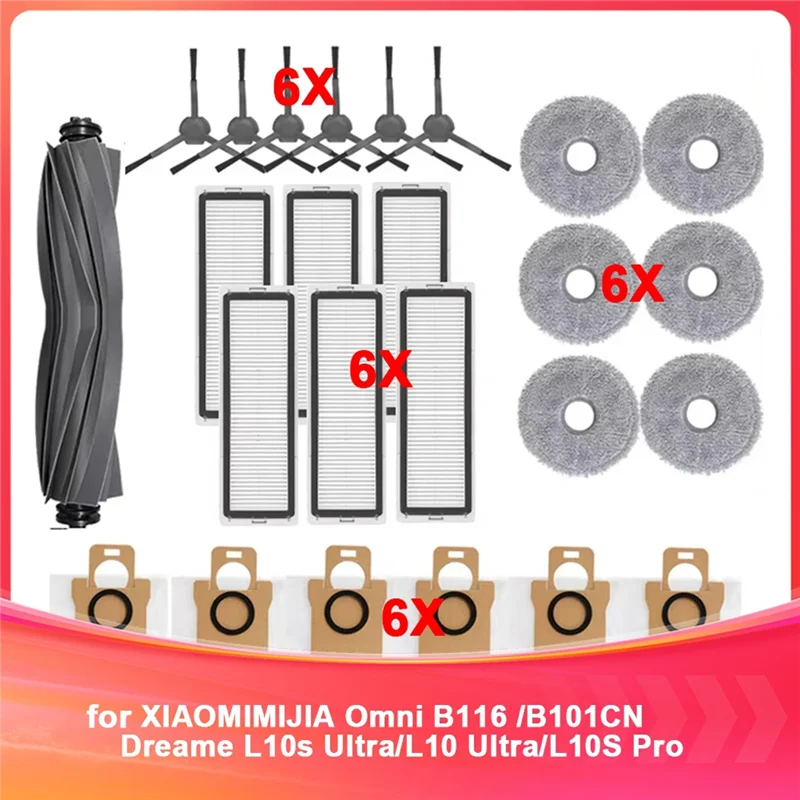 MENGAPA-Aksesori untuk Xiaomi Mijia Omni B116 /B101CN Filter Sikat Sisi Utama Kantong Debu Pel Dreame L10s Ultra/L10 Bagian Ultra