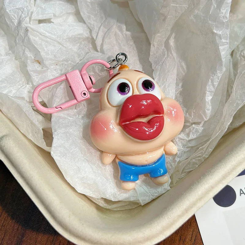 SpongeBob SquarePants Cartoon Funny Red Lips Sausage Mouth Keychain Patrick Star Pendant Backpack Accessories Best Friend Gift view 4