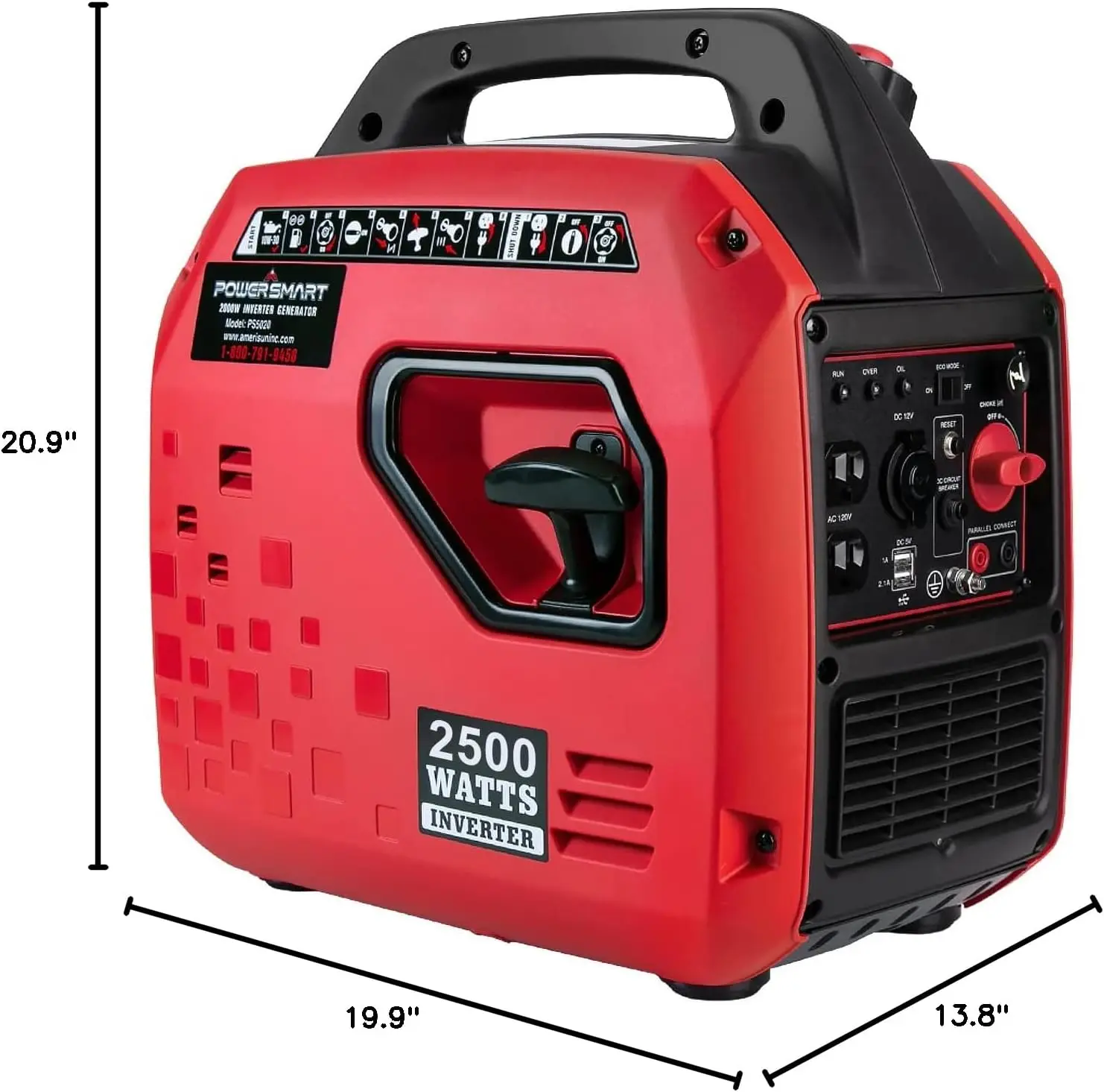 2350W Super-Quiet Portable Inverter Generator with CO Protect, Gas Powered, Small Generator for Camping