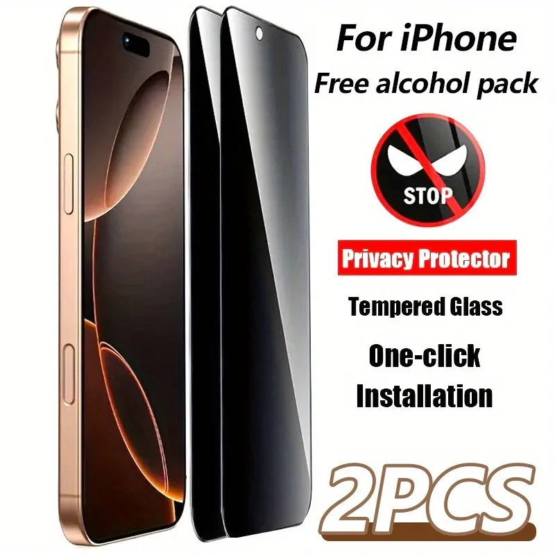 

2Pcs Privacy Tempered Glass Screen Protector for Iphone 11 12 13 14 15 16 17 Pro Max 16 15 14 Plus 13 12 11 16e Glass Film