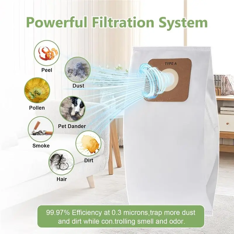 AS63-10PCS Type A HEPA Vacuum Bags Replacement  For Riccar Upright Vacuums 2000 4000 R100 R200 R300 Trash Dust Bag