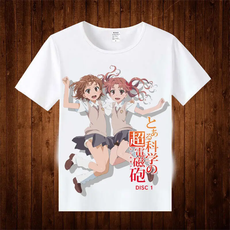 Anime Toaru Kagaku no Railgun Round Collar Tee Daily White T-shirt Unisex #T03