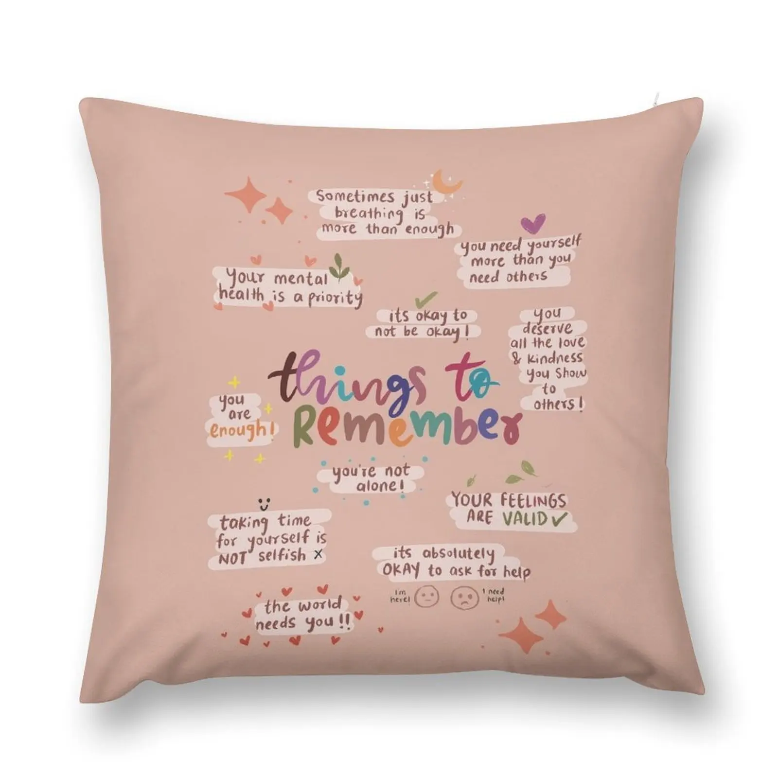 Mental health reminders Throw Pillow Embroidered Cushion Cover Decorative Cover For Living Room pillow