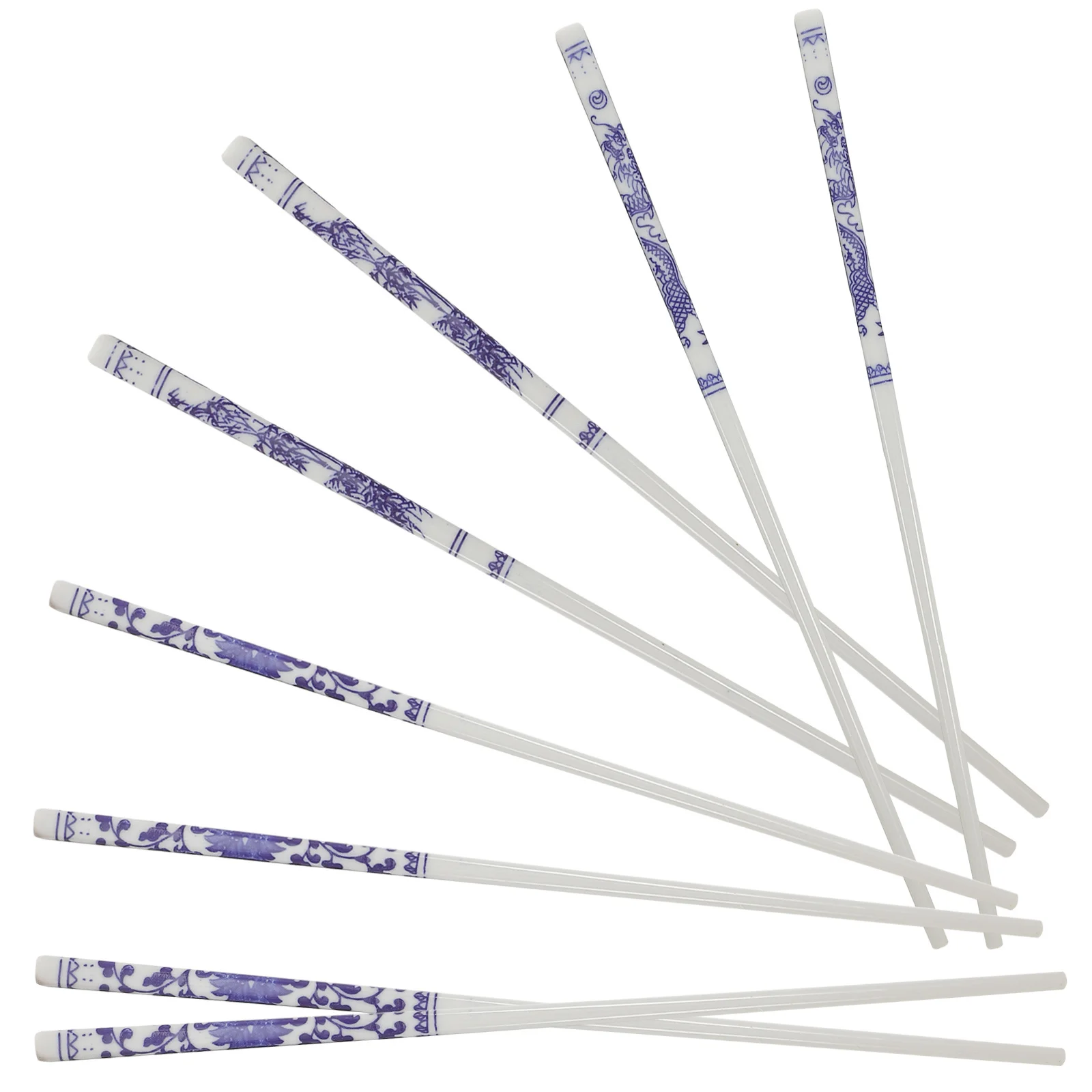 

5Pairs Blue White Porcelain Ceramic Chopsticks Long Reusable Tableware for Home Sushi Noodles Chinese Food Party