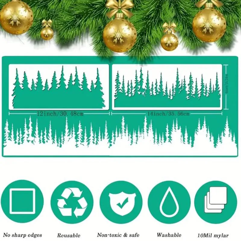 Imagem -02 - Stencils em Forma de Pinho Verde 30x15cm para Pintura Scrapbooking Diário Coloração Gravação em Relevo Álbum Decoração Artesanato