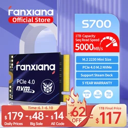 Fanxiang S700 M.2 2230 SSD 5000MB/s 500GB 1TB Hard Disk PCIe4.0x4 NVMe Internal Solid State Drive For Steam Deck Surface Pro
