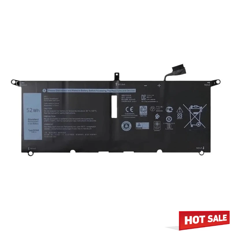 New DXGH8 Laptop Battery For Dell XPS 13 9370 9380 7390 Inspiron 7390 2-in-1 7490 5390 5391 Vostro 5390 5391 7.6V 6500mAh 52Wh