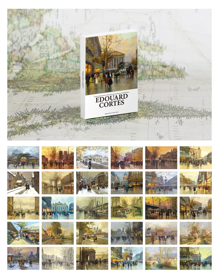 30 Pcs/Set Edouard Leon Cortes Oil Paintings Postcard Figure Landscape Artwork Greeting Message Cards Home Decoration