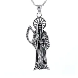 Saiye 316L Stainless Steel Holy Saint Death Santa Muerte Grim Reaper Pendant Necklace Fashion Jewelry Wholesale