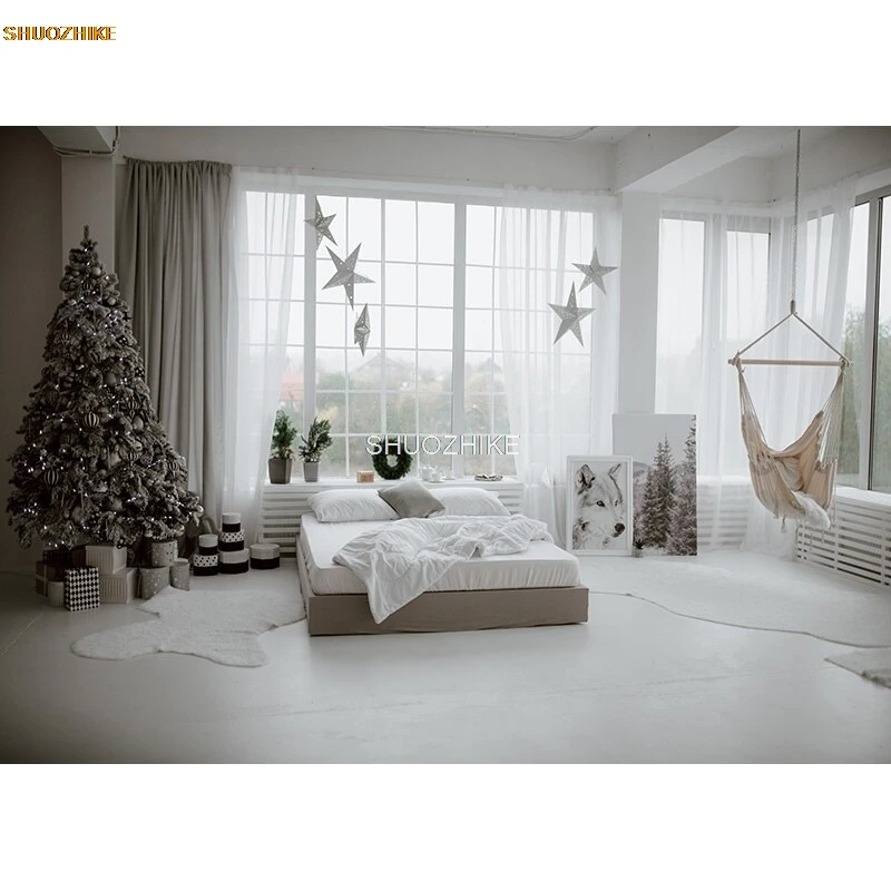 Shuozhike-屋内クリスマステーマ写真背景、クリスマスツリー、ポートレート背景、写真スタジオ小道具、21519、HDY-02