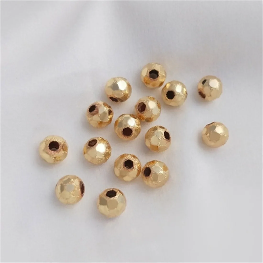 

10PCS 14K Gold-Plated Shiny Laser Beads, Round Cut Beads, Handmade Jewelry, Beaded Materials, DIY, 6mm, C261