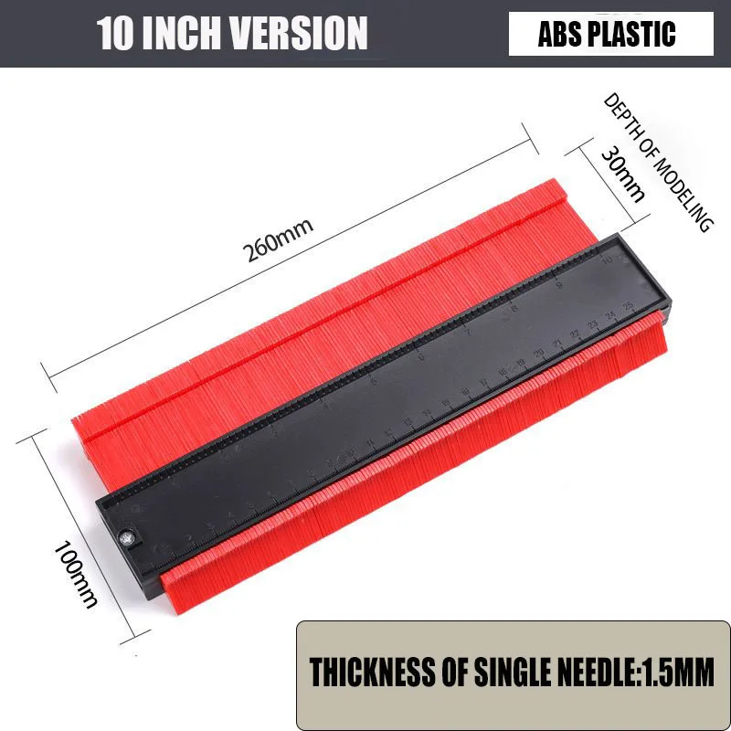 Contour Gauge 10inch Duplicator Ceramic Tile Carpet Cutting Template Profile Measuring Angle Ruler Contour Duplicator