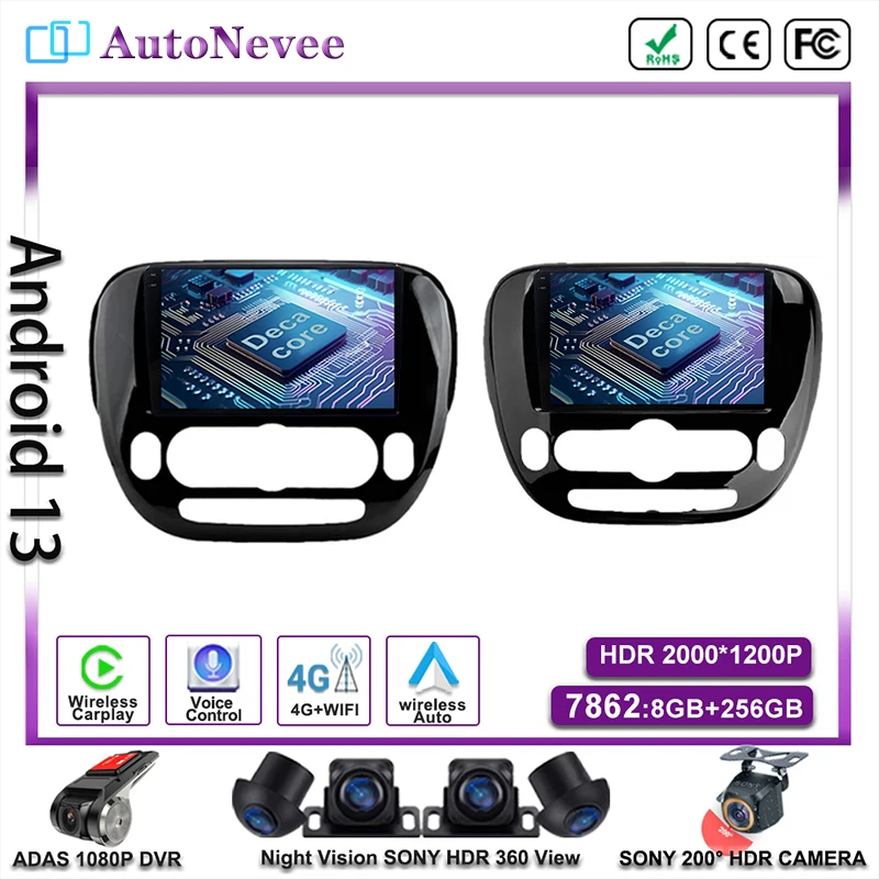 Android For Kia Soul 2 PS 2013-2019 Android Auto Car Radio Player Stereo HDR CPU BT Autoradio navigazione Video GPS No 2Din DVD