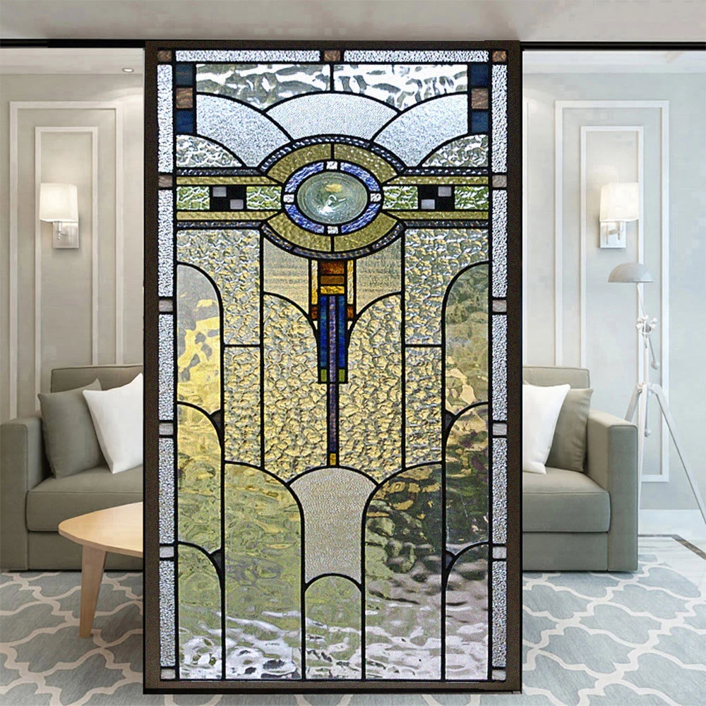 Modern Church  Privacy Window Film Static Sticker Glass Adhesive Free Anti UV Heat Resistant Home Door Sticker Bathroom Doors
