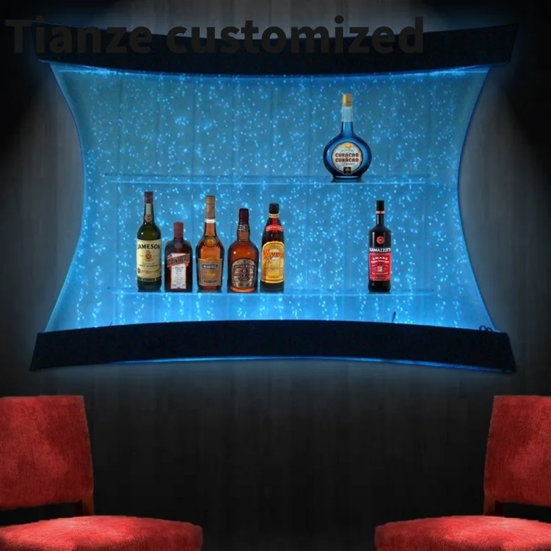 

Customized-led bar furniture water bubble wall hanging liquor bar display cabinet