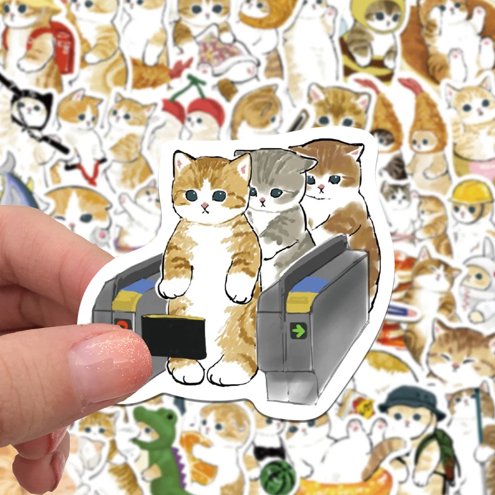 10/30/50PCS Hand Drawn Cartoon Yellow Cat Graffiti Waterproof Sticker Personalized Decoration Creative Water Cup GuitarWholesale