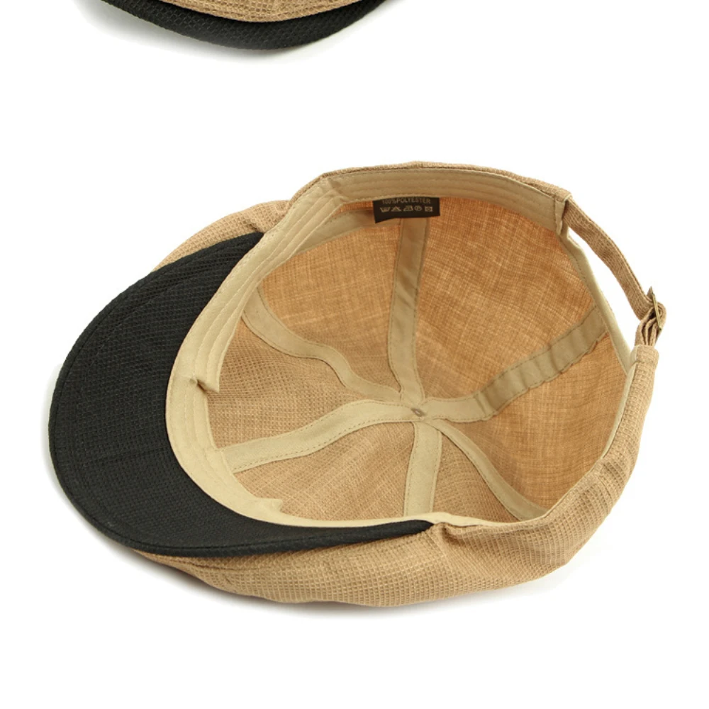 HT4741 Baskenmütze, atmungsaktiv, Frühlings- und Sommermütze für Männer und Frauen, 6 Panels, Künstlermaler, Baskenmütze, verstellbare Ivy-Flache Kappe, Herren-Baskenmütze – Detail 15