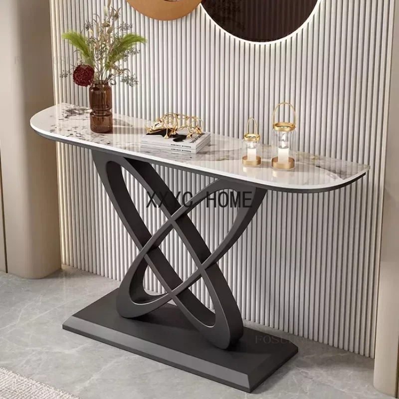 Nordic Slate Top Console Tables for Home Furniture Hallway Table Upscale Creative Metal Living Room Entryway