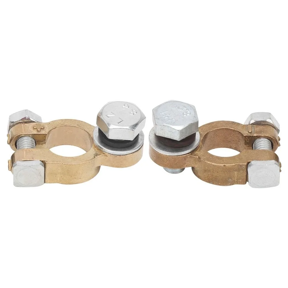 2PCS Pure Copper Battery Terminal Connectors Alloy Heavy Duty Top Post Connectors Brass Enhanced Conductivity Protector Set